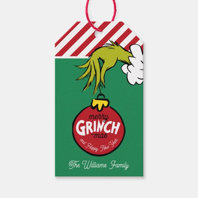 Etiqueta Para Presente Enfeite de Natal do Grinch (Frente)