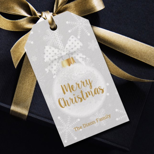 Etiqueta Para Presente Enfeite de Natal Flocos de Neve Elegantes (Criador carregado)
