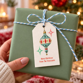 Etiqueta Para Presente Enfeite de Natal Retrô Personalizado