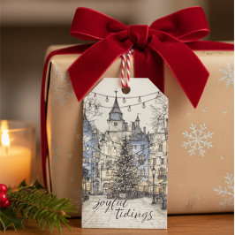 Etiqueta Para Presente Enfeite de Presente de Aldeia de Natal Vintage Coz