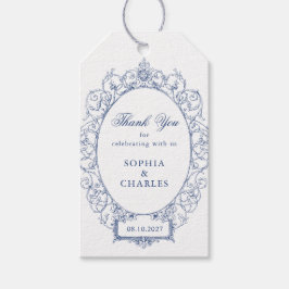 Etiqueta Para Presente Enfeite Floral Elegante Casamento Real Azul