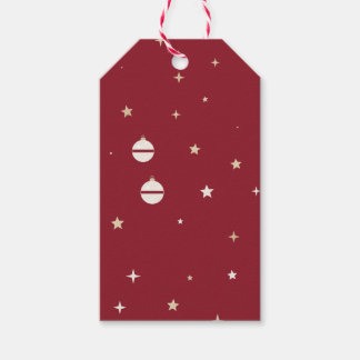 Etiqueta Para Presente Enfeites Brancos e Estrelas em Vermelho