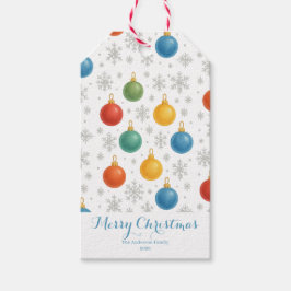 Etiqueta Para Presente Enfeites de natal de Aquarela e Flocos de Neve -