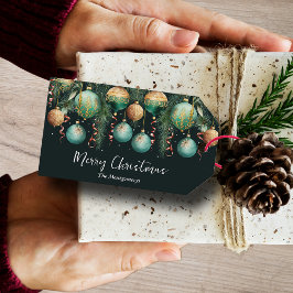 Etiqueta Para Presente Enfeites de Natal de Árvore de Natal Dourado Verde