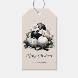 Etiqueta Para Presente Enfeites de natal de marfim preto