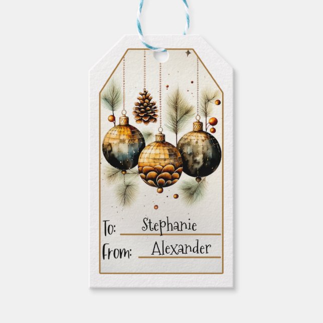 Etiqueta Para Presente Enfeites de natal Dourado (3) (Frente)