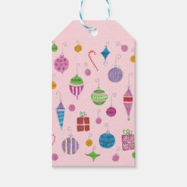 Etiqueta Para Presente Enfeites de natal Retrorado Desenhado à Mão Pastel