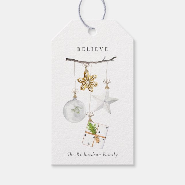 Etiqueta Para Presente Enfeites de natal Star Cookie Chime Acredita (Frente)