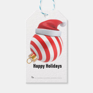 Etiqueta Para Presente Enfeites de natal Vermelho e Branco Feliz Feriados