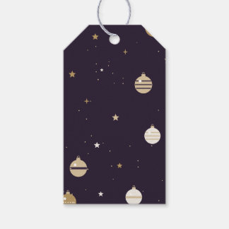 Etiqueta Para Presente Enfeites Dourados e Estrelas em Plum Profundo