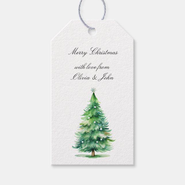 Etiqueta Para Presente Enfeites Verdes para Árvore de Natal (Frente)