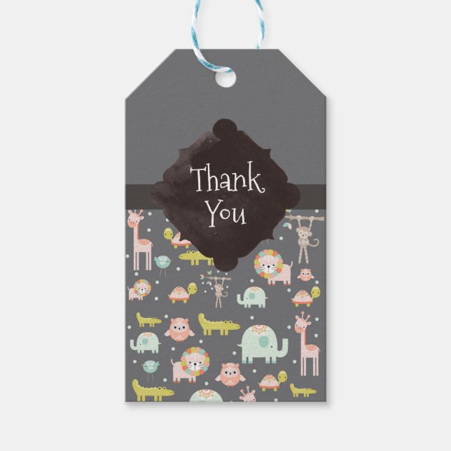 Etiqueta Para Presente Enfermeira de Animais Selvagens Bonitos Agradeço (Frente)