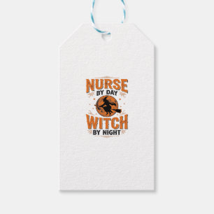 Etiqueta Para Presente Enfermeira de Dia Bruxa de Noite Design de Hallowe