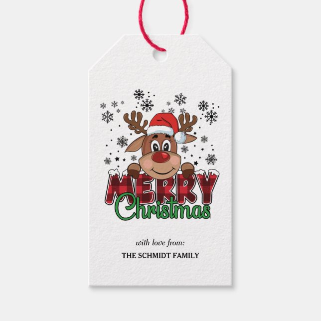 Etiqueta Para Presente Enfermeira em Santa Hat | Feliz Natal (Frente)