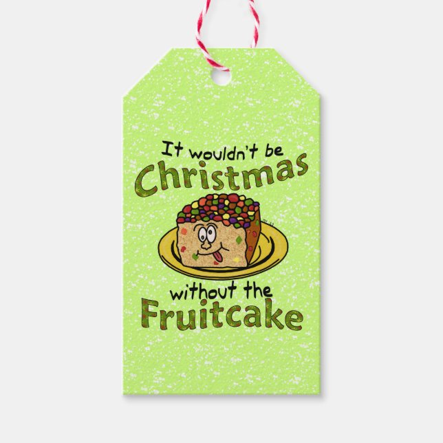 Etiqueta Para Presente Engraçado Cartoon de Natal Fruitcake Rosto Louco (Frente)