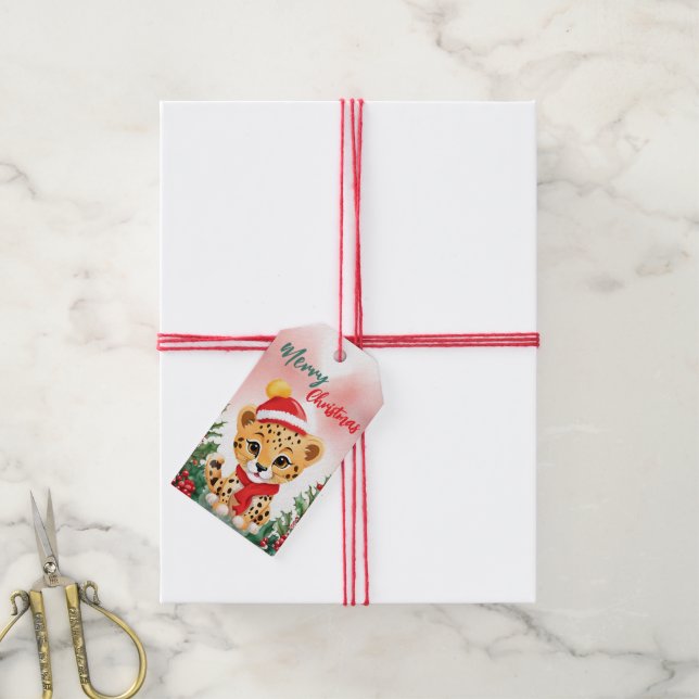 Etiqueta Para Presente Engraçado Feliz Natal Wreath papais noeis bonitos  (Com cordão)