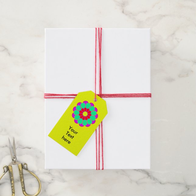 Etiqueta Para Presente Engraçado Flor Bloqueio I + seu texto (Com cordão)
