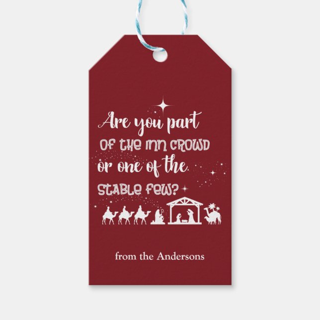 Etiqueta Para Presente Engraçado Natal Cristão Personalizado Natividade (Frente)