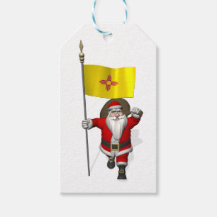 Etiqueta Para Presente Engraçado Papai Noel Com Bandeira Do Novo México