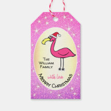 Engraçado Xmas Flamingo Pink Glitter Personalizáve