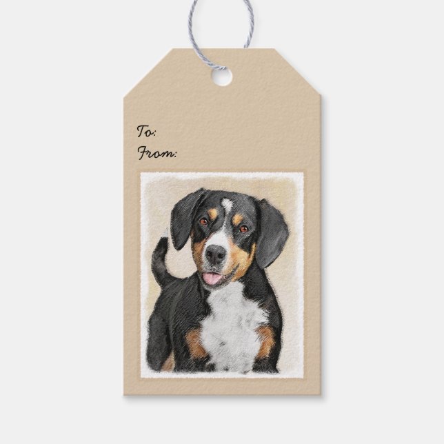 Etiqueta Para Presente Entlebucher Mountain Dog Painting - Arte Original (Frente)