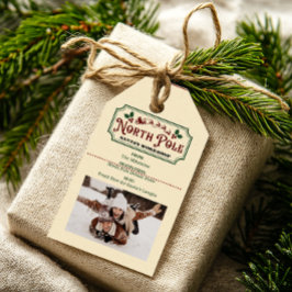 Etiqueta Para Presente Entrega de Papais noeis do Polo Norte Vintage