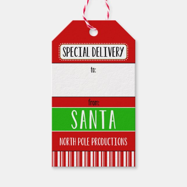 Etiqueta Para Presente Entrega Especial de Papais noeis (Frente)