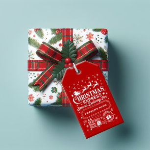 Etiqueta Para Presente Entrega Especial do White e Red Christmas Express