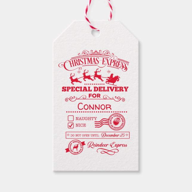 Etiqueta Para Presente Entrega Personalizada Expresso de Natal (Frente)