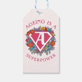 Etiqueta Para Presente Envelhecer é um aniversário superpoderoso