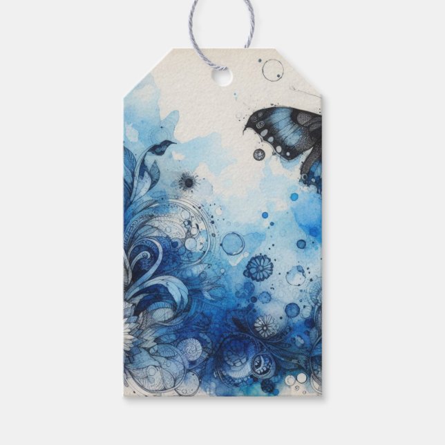 Etiqueta Para Presente Ephemera Azul (Frente)