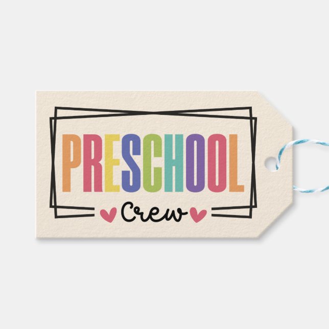 Etiqueta Para Presente Equipe de pré-escolaridade da tripulação (Frente (horizontal))