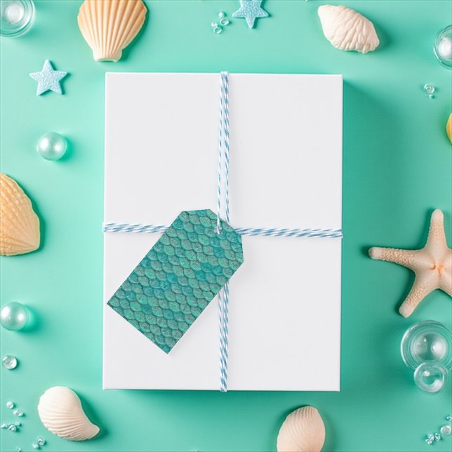 Etiqueta Para Presente Escalas Verdes do Mar Sereia (Mermaid scales sea foam green gift tag)