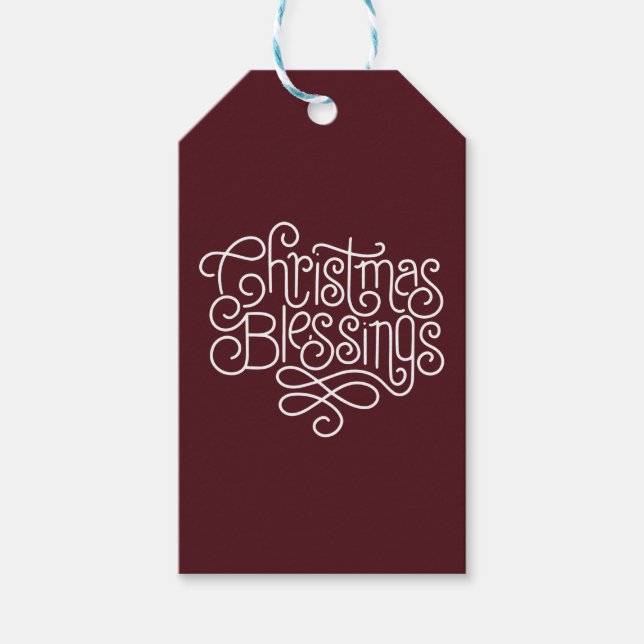 Etiqueta Para Presente Escrito de Bênçãos de Natal da Monolina (Frente)