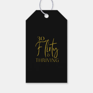 Etiqueta Para Presente Escrito Dourado Chic 30 Preto de aniversário flore