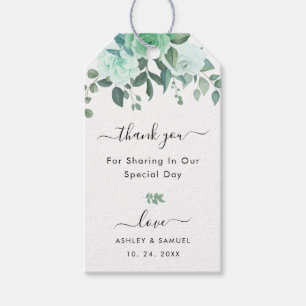 Etiqueta Para Presente Escrito Elegante Obrigado Casamento de Flores Gree