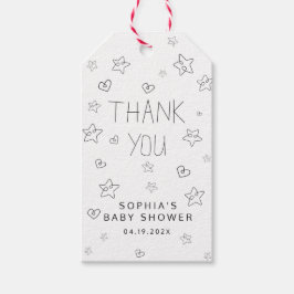 Etiqueta Para Presente Escrito Minimalista Preto Obrigado Chá de fraldas