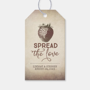 Etiqueta Para Presente Espalhe o doce do casamento da morango do amor