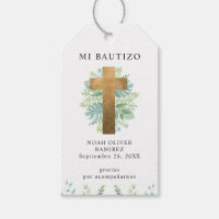 Espanhol, Batismo Elegante Cruz Dourada com Verde