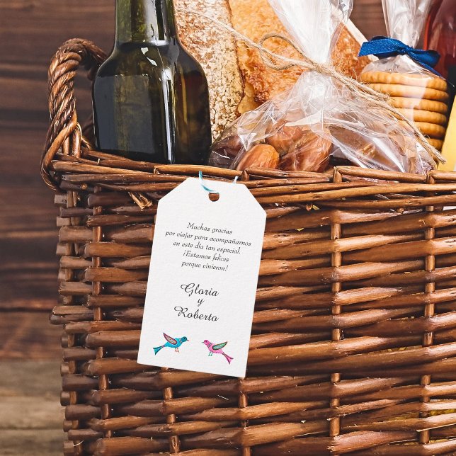 Etiqueta Para Presente Espanhol, Pássaros Mexicanos Boas-vindas (Criador carregado)