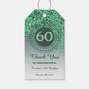 Etiqueta Para Presente Espantosa verde moderno brilho 60º aniversário
