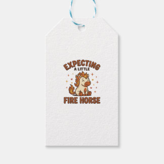 Etiqueta Para Presente Esperando Um Pequeno Cavalo de Fogo Camisa de Bebê