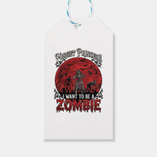 Etiqueta Para Presente Esqueça Princesa Zumbi Lua de Sangue Morcego Cemit