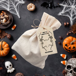 Etiqueta Para Presente Esqueleto Dançante Vintage Assustador Halloween Gó