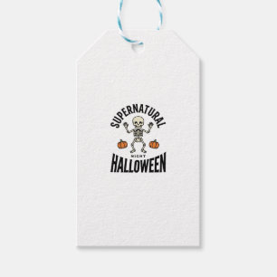 Etiqueta Para Presente Esqueleto de Halloween Supernatural Engraçado Vint