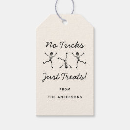 Etiqueta Para Presente Esqueleto desenhado à mão preto e branco Halloween