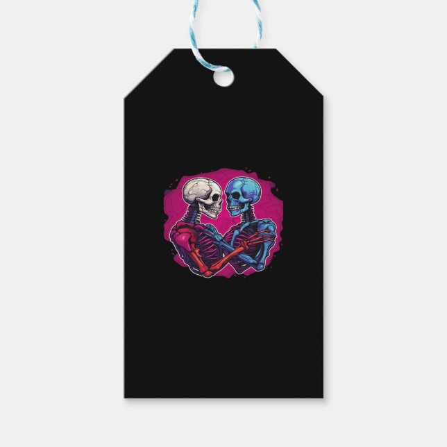 Etiqueta Para Presente Esqueleto Tradicional Americano Segurando Tatuagem (Frente)