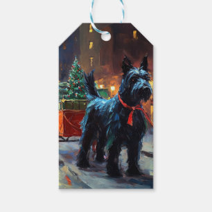 Etiqueta Para Presente Estação Festiva Terrier Christmas da Escócia