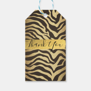 Etiqueta Para Presente Estampa Animal Pele de Zebra Favor Dourado