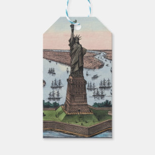 Etiqueta Para Presente Estátua da Liberdade Vintage 1885 Porto de NYC Art